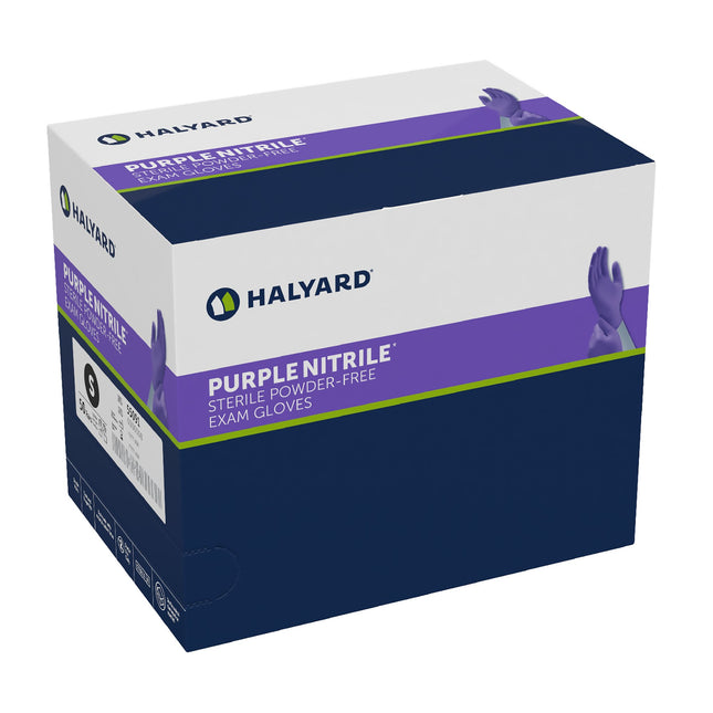 O&M Halyard Canada ULC Purple Nitrile Exam Glove, 9.5" Sterile, Pair  50 pair/box, 4 box/case 55091