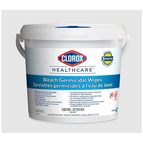 Clorox Healthcare® Bleach Germicidal Wipes , Terminal Wipes Bucket, 150 sheet/can, 55894