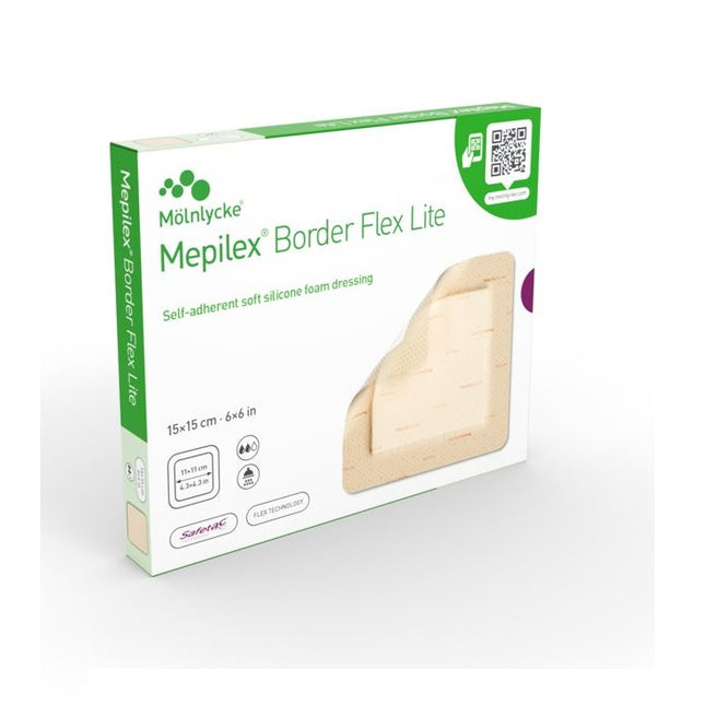 Molnlycke Mepilex® Border Flex Lite All-in-one Foam Dressing, 15CM X 15CM, 5 each/box, 581500