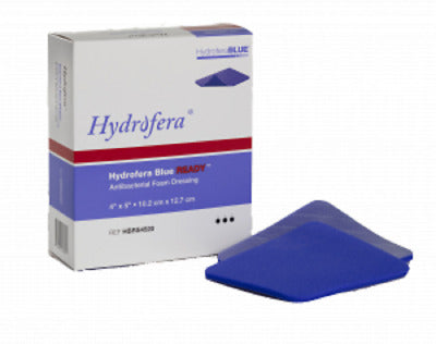 Hydrofera Blue® Ready Antimicrobial Foam Dressing with Border, 4" x 5" (10.2 cm x 12.7 cm) Box/10 Each 596-HBRS4520