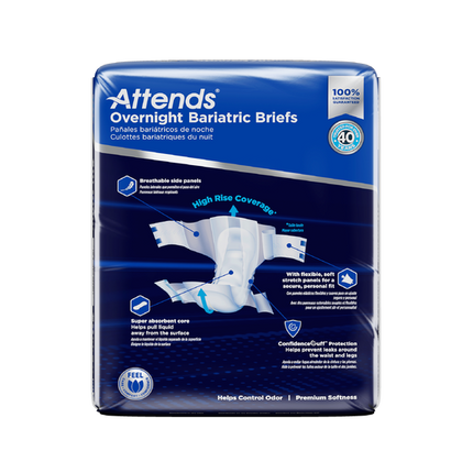 Attends Bariatric Briefs, 5X-Large - Up to 115" (292cm), 4 bags of 8, DD70