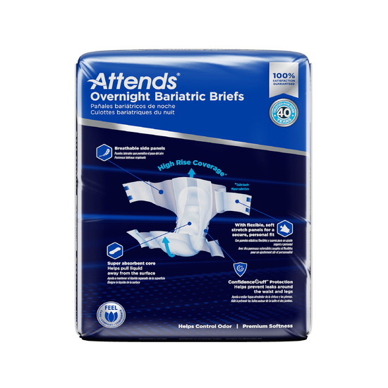 Attends Bariatric Briefs, 5X-Large - Up to 115" (292cm), 4 bags of 8, DD70