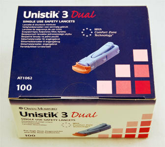 Lancet Unistik Iii Dual Blue 18g X 1.8mm Single Use 100/Box AT1062