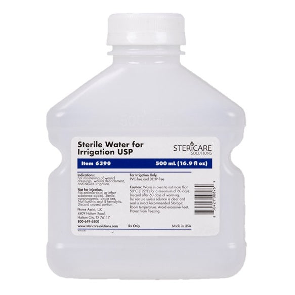 ICU Medical Sterile Water for Irrigation USP, 500mL 18 each/case 6390