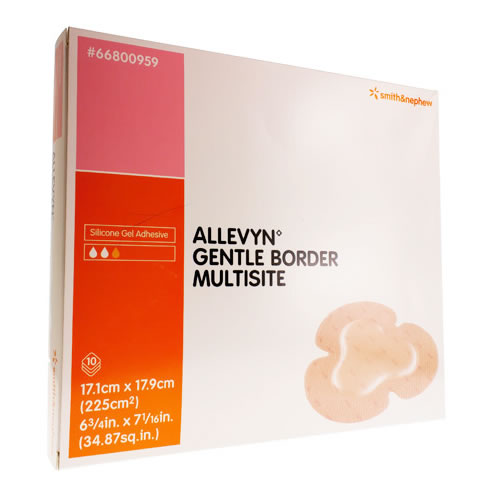 Smith & Nephew ALLEVYN™ Gentle Border Hydrocellular Foam Dressing, Silicone Gel Adhesive (3-Layer), Multisite, 17.1cmx17.9cm, 10 each/box, 66800959