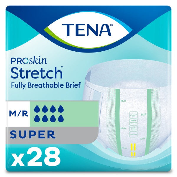 TENA® ProSkin Stretch™ Super Brief, M/R, 33" - 52" 28 each/bag, 2 bag/case 67902