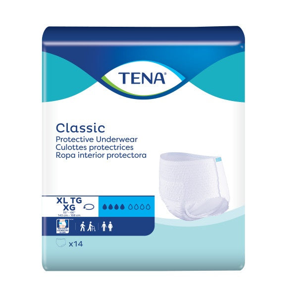 TENA® Classic Protective Underwear, XL, 58" to 68" White 14 each/bag, 4 bag/case 72516