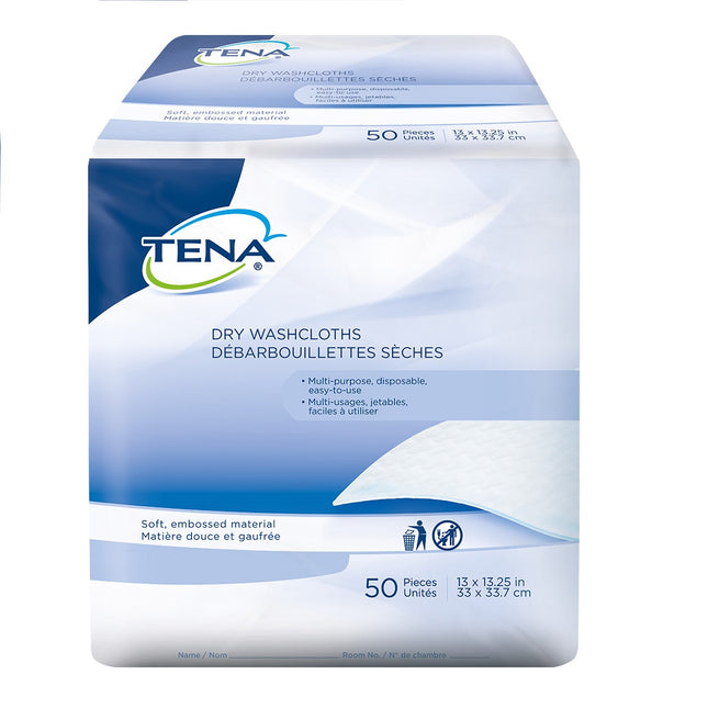TENA® Dry Wipe, 13" x 13.25", 50 each/bag, 16 box/case, 74500