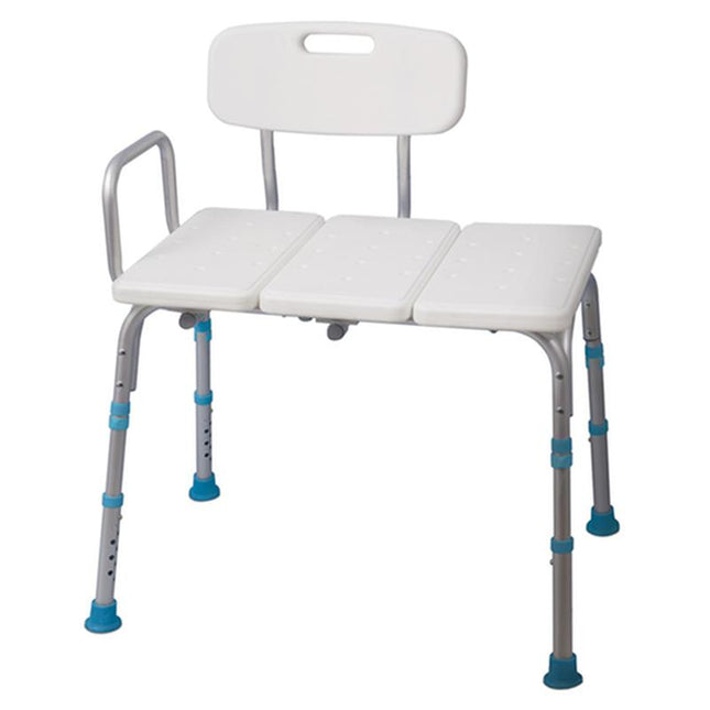 Drive Medical Adjustable Bath and Shower Transfer Bench with Reversible Backrest, Off White, 1 Each, 770-406