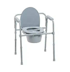 Drive Medical Steel Folding Deep Seat Bedside Commode, Gray, 1 Each, 11148-1
