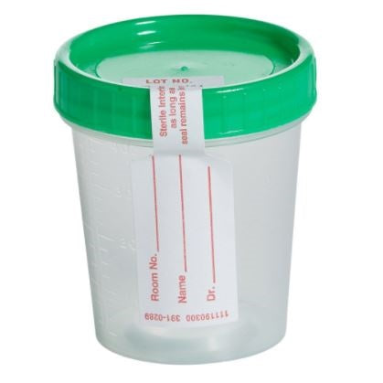 Cardinal Health Specimen Cup, Positive Seal Indicator, Sterile, 4 Oz, 100 each/case, 8889207067