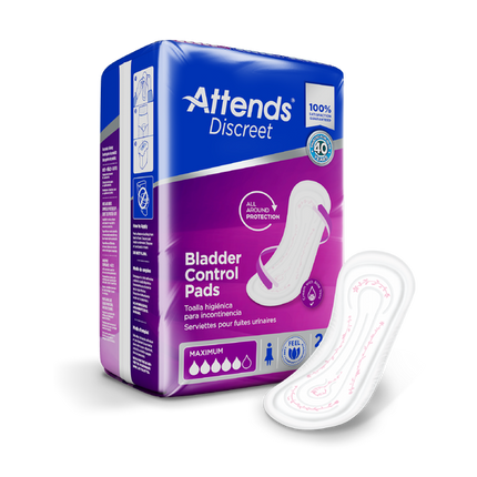Attends Discreet Women's Maximum Pads L-13" W-4.5" - 10 bags of 20, ADPMAX
