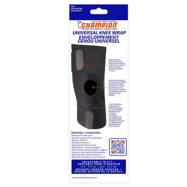 Airway Champion Universal Knee Wrap With Hinged Bars One Size 16" - 19", 1 Each, 0224