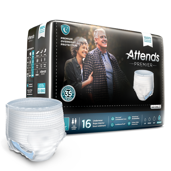 Attends Premier Underwear, Large, 4 bags of 16, ALI-UW30