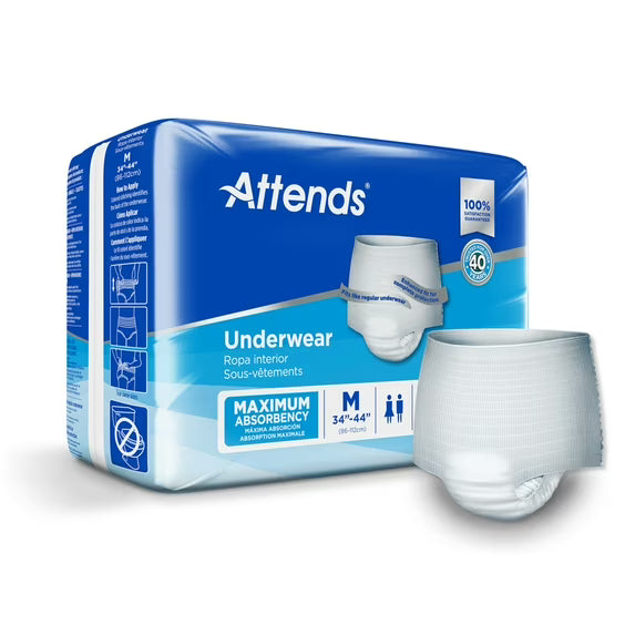 Attends Underwear, MEDIUM - Waist Size 34" - 44", 4 bags of 25, AP0720100