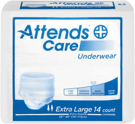 Attends Care Underwear, X-LARGE - Waist Size 58" - 68", 4 bags of 25, APV40100