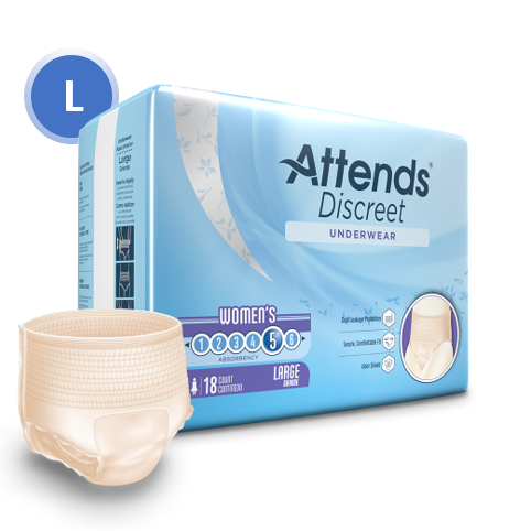 Attends Discreet Underwear Female, L - 4 bags of 18 ,ADUF30