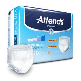 Attends Underwear, MEDIUM - Waist Size 34" - 44", 4 bags of 20, AP0720