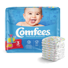 Comfees Baby Diapers - Size 3, 4 bags of 36, CMF-3