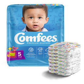 Comfees Baby Diapers - Size 5, 4 bags of 27, CMF-5