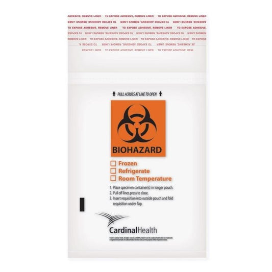 Cardinal Health Biohazard Specimen Bags 9" x 6" Front Pouch; 3 Wall Zip, 1000/Case CH6X9BIO