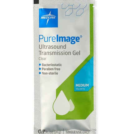 Medline PureImage Ultrasound Gel, Nonsterile, Clear, 0.7 oz. Pouch, 100/Case, CTR001201