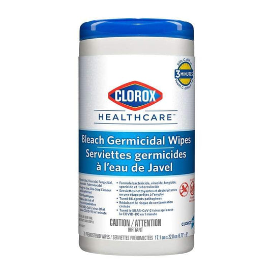 Clorox Canada Clorox Healthcare® Bleach Germicidal Wipes, 70 Count Canister, 6.75X9IN, 70 sheet/dispenser, 6 dispenser/case, 01308.