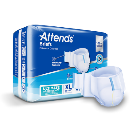 Attends Advanced Briefs, X-LARGE - Waist Size 58" - 63", 3 bags of 20, DDC40