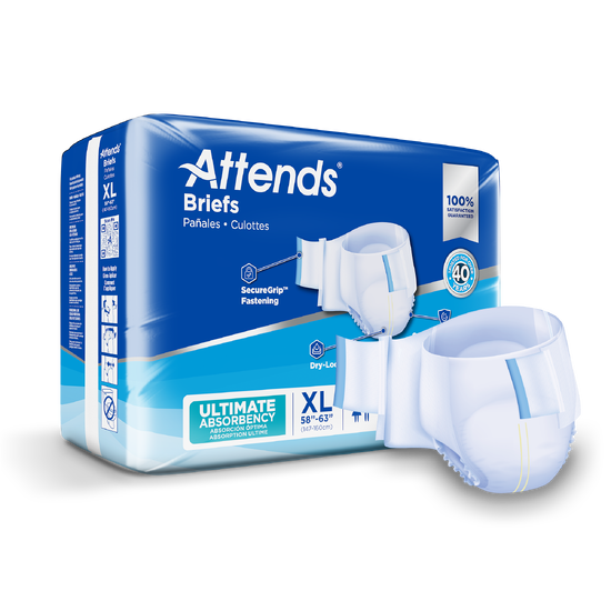 Attends Advanced Briefs, X-LARGE - Waist Size 58" - 63", 3 bags of 20, DDC40