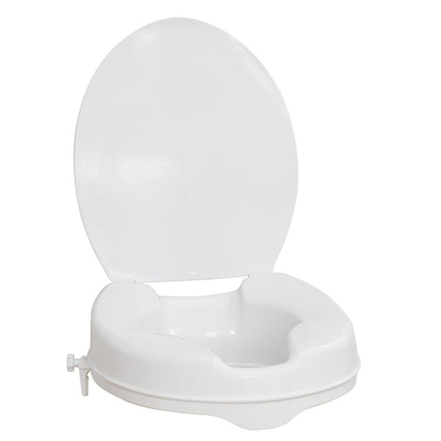 Drive Medical Aquasense 4" Elongated Raised Toilet Seat W/ Lid (300lbs Cap.) Plastic Tool-free, 1 Each, 770-629