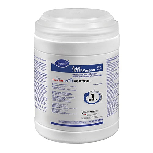 Diversey Care Accel® INTERVention™ Disinfectant, Wipe, W10" x L10", 60 each/dispenser, 12 dispenser/case, 100906584