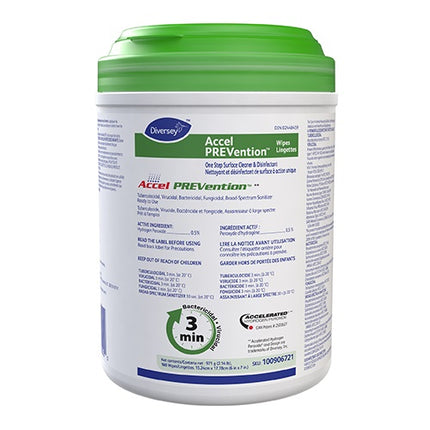 Diversey Care Accel® PREVention™ Disinfectant, Wipe W6" x L7", 160 each/can, 100906721