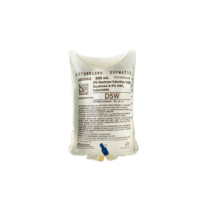 Baxter 5% Dextrose Injection Solution, 500mL 24 each/case JB0063