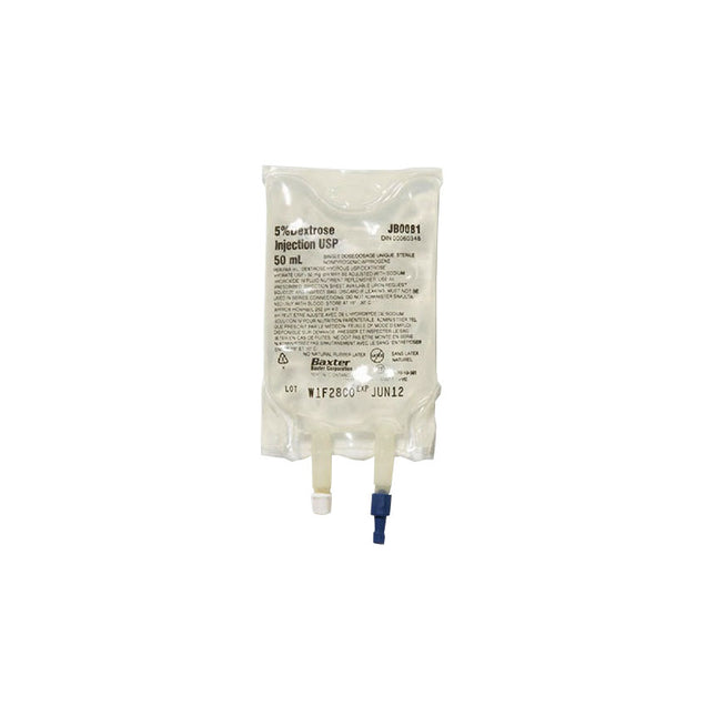Baxter 5% Dextrose Injection Solution, Quad Pack, 50mL, 96 each/case, JB0081P