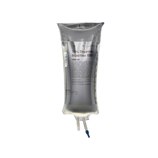 Baxter 10% Dextrose Injection Solution, 1000mL, 12 each/case, JB0164