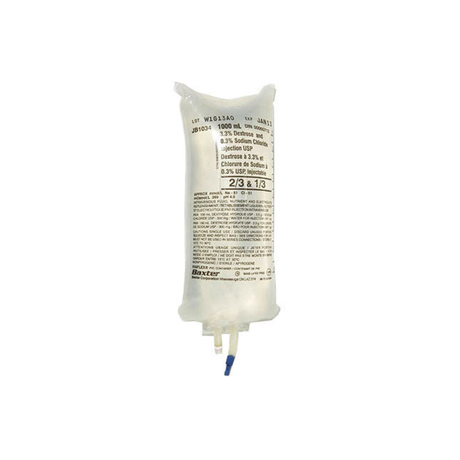 Baxter 3.3% Dextrose and 0.3% Sodium Chloride Injection Solution, 1000mL, 12 each/case JB1034