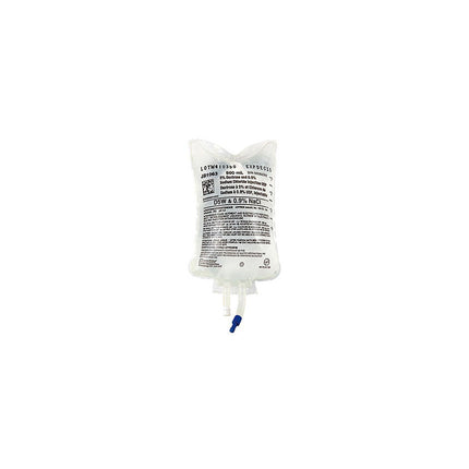Baxter 5% Dextrose and 0.9% Sodium Chloride Injection Solution, 500mL, 24 each/case JB1063