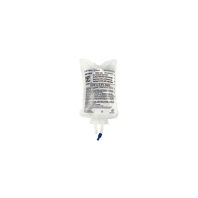 Baxter 5% Dextrose and 0.9% Sodium Chloride Injection Solution, 500mL, 24 each/case JB1063