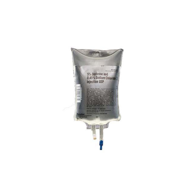 Baxter 5% Dextrose and 0.45% Sodium Chloride Injection Solution, 1000mL, 12 each/case, JB1074