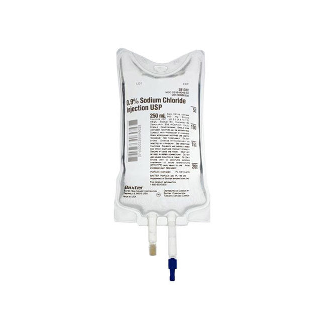 Baxter 0.9% Sodium Chloride Injection Solution 250mL, 30 each/case, JB1322P