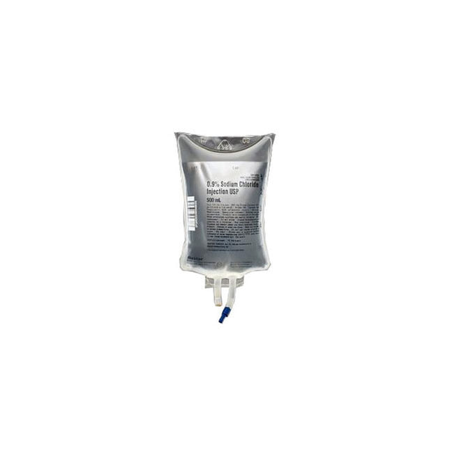 Baxter 0.9% Sodium Chloride Injection Solution 500mL, 24 each/case, JB1323