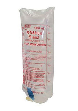 Baxter 0.15% Potassium Chloride 3.3% Dextrose 0.3% Sodium Chloride Injection Solution, 1000mL, 12 each/case JB1424