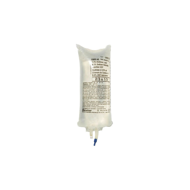 Baxter 40mml Potassium Chloride In 3.3% Dextrose 0.3% Sodium Chloride Injection Solution, 1000mL, 12 each/case JB1434