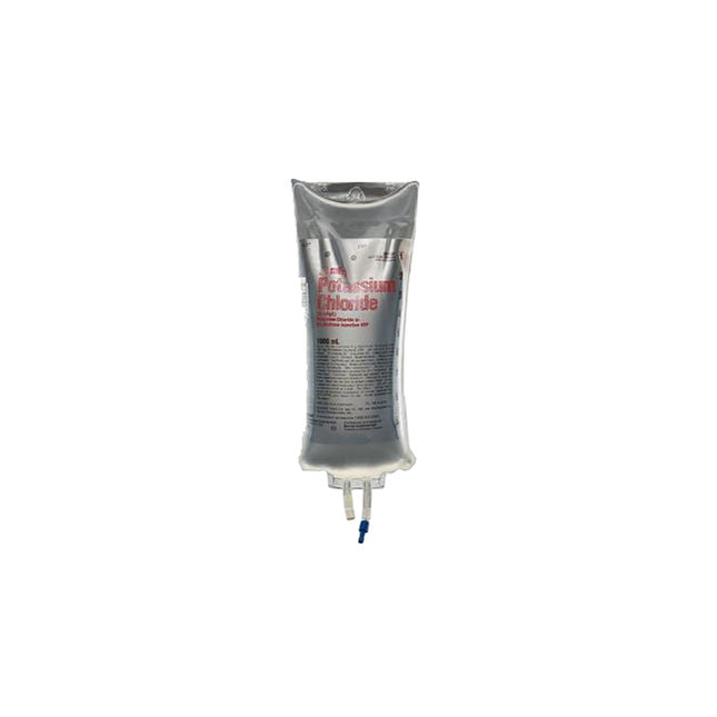 Baxter 20mmol Potassium Chloride in 5% Dextrose and Sodium Chloride Solution, 1000mL, 12 each/case JB1654