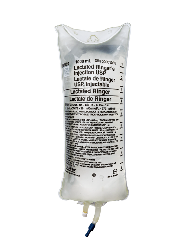 Baxter Lactated Ringer’s Injection Solution, 1000mL, 12 each/case, JB2324