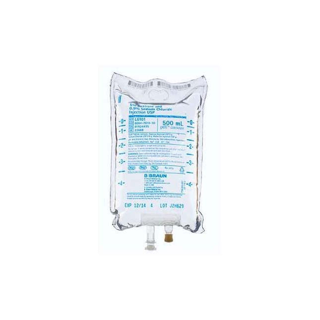 B. Braun 5% Dextrose and 0.9% Sodium Chloride Injection USP, Adult/Pediatric, 500mL, 24 each/case, L6101 / BBL6101