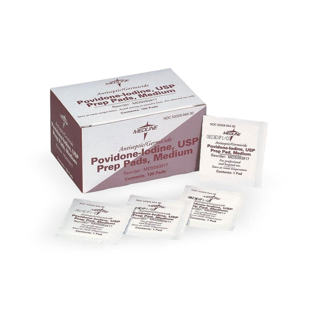 Medline Povidone-Iodine Prep Pads, Size M, 100/Box, MDSCA093917