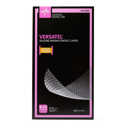 Medline  Versatel Silicone Contact Layer Dressing, 8" x 12" (20 cm x 30 cm), 5/Box, MSC17812EP