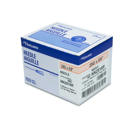 Terumo Hypodermic Needle, Thin Wall, L5/8" OD 25GA, 100 each/box, 10 box/case NN-2516R / NN2516R