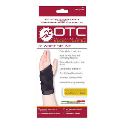Airway OTC 6" Maximum Wrist Splint Petite Left XS (4 1/2-5 1/2") Low Contour And Separate Fasteners Black, 1 Each, 2382L-XS